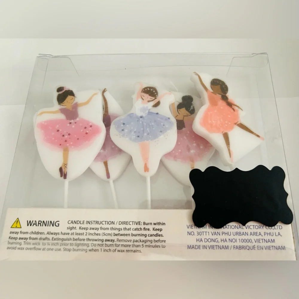 New 5 Ballerina Birthday Candles 4 7/8